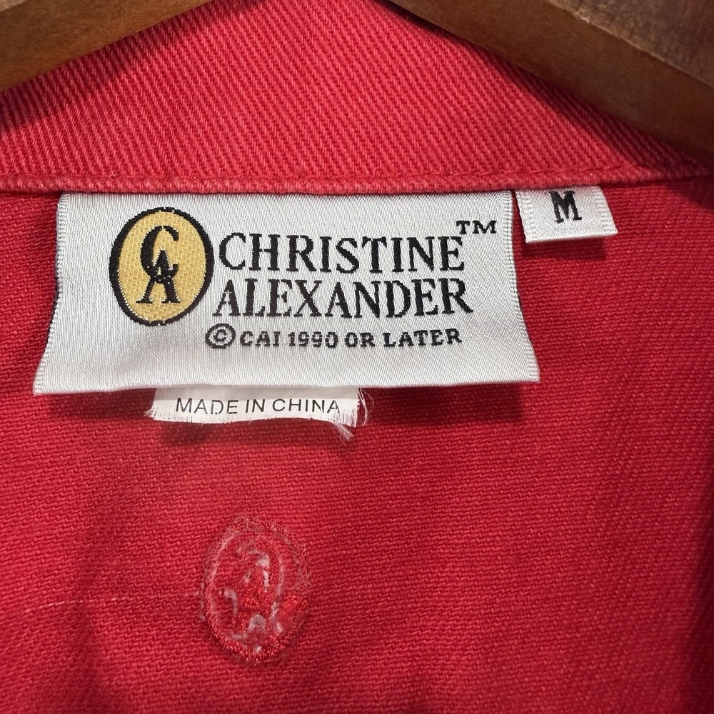 Christine‎ Alexander Red Embellished Rhinestone Denim Jacket M Rodeo Western - Picture 6 of 11